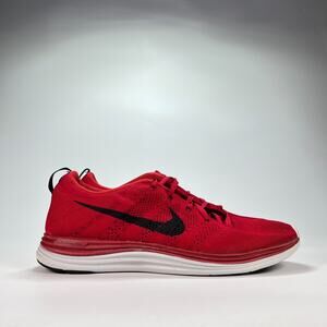 Nike Flyknit Lunar 1 Red Black Athletic Running Shoes 554887-601 Men's Size 11.5